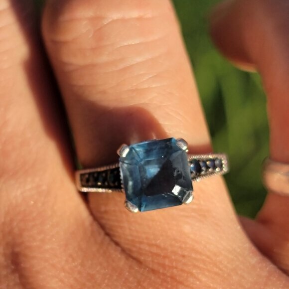 Designer SIRI USA 925 sterling silver asher cut topaz prong set with pave set da - Picture 10 of 16